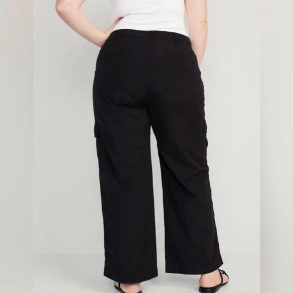 NWT Old Navy Black Mid-Rise Wide-Leg Cargo Pants for Women - Picture 7 of 7